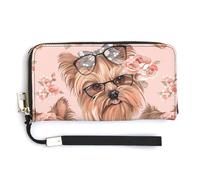 Portafoglio in pelle con motivo Yorkshire Terrier, alla moda, con cinturino da polso, unisex, Stile:, 20.0*10.5cm