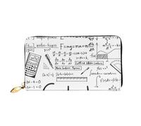 Portafoglio in pelle con stampa "Math Geometry Geek Calculus" per uomo, sottile bifold con design a stampa completa, chiusura con cerniera di sicurezza, blocco RFID