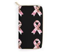 Portafoglio in pelle con tasche per documenti e multi-slot, con nastro rosa per la sensibilizzazione sul cancro al seno, facile da trasportare, design pieghevole, borsa portatile per viaggi e uso quot