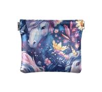 Portafoglio in pelle con unicorni incantati e fiori, portamonete unico con chiusura, per donne e ragazze, unicorni incantati, fiori, taglia unica, moderno, Fiori di unicorni incantati, Taglia unica,