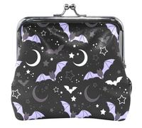 Portafoglio in pelle da donna con motivo a pipistrello e luna, nero, Spooky Bat Moon Black, UNITALLA Spooky Bat Moon Black, UNITALLA Classic, Spooky Bat Moon Black, Taglia unica, Classic