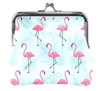 Portafoglio in pelle da donna, motivo fenicottero, blu, con fibbia e chiusura a bacio, per ragazze, Chic Pink Flamingos Blue, UNITALLA Classic, Chic Pink Flamingos Blue, UNITALLA Classic, Chic Pink