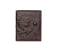 Portafoglio in pelle di alta qualità con porta carte di credito da uomo, marrone. Motivo: drago marrone Brown m