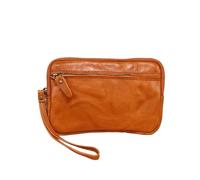 Portafoglio in pelle di mucca fatto a mano, semplice e retrò, grande capacità, borsa a mano da donna con rossetto(Brown)