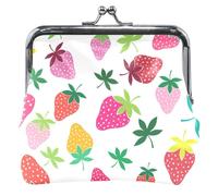 Portafoglio in pelle fragola da donna con disegno cartone animato piccolo cambiamento, per monete, fragole colorate UNITALLA Classic, Belle fragole colorate UNITALLA Classic, Belle fragole colorate