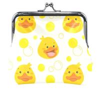 Portafoglio in pelle gialla d'anatra personalizzata per le donne, bella stampa animale con chiusura a bacio piccolo, carino Duck Yellow 2, UNITALLA Cute Duck Yellow 2, UNITALLA Classic, Cute Duck