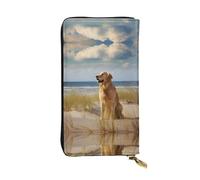 Portafoglio in pelle Golden Retriever: design completamente stampato, ecopelle resistente, cerniera in metallo, scomparti multipli per carte e tasca per contanti, perfetto per uomini o donne eleganti