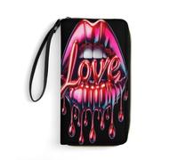 Portafoglio in pelle Love Lips per San Valentino, pochette da donna con cin