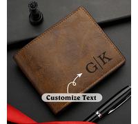 Portafoglio in pelle marrone bifold personalizzato e personalizzato, un regalo personalizzato inciso ideale per il fidanzato, il marito, il papà, la Festa del papà. Portatile, multifunzionale e versat