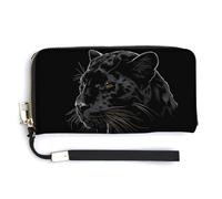 Portafoglio in pelle nera con ritratti alla moda borsa lunga con cinturino da polso per uomo donna, Stile:, 20.0*10.5cm