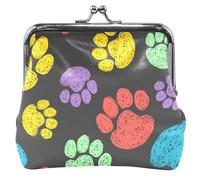 Portafoglio in pelle nera con stampa di impronte scintillanti per le donne, bella borsa cambio piccola con fibbia, Bright Paw Prints Black, UNITALLA Bright Paw Prints Black, UNITALLA Classic, Bright