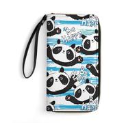 Portafoglio in pelle Panda Be Happy da donna, borsa lunga alla moda con cer