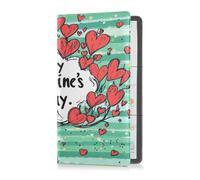 Portafoglio in pelle per assicurazione e carta d'identità per uomo e donna, perfetto per autista, proprietari di auto, rimorchio, moto, barca, albero di San Valentino, rosso, amore, cuore, petali,