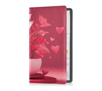Portafoglio in pelle per assicurazione e carta d'identità per uomo e donna, perfetto per documenti essenziali, patente di guida, carte rosse Love You Plant San Valentino, Red Love You Plant San