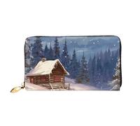 Portafoglio in pelle per donne uomini portafoglio bifold ultra sottile porta carte di credito cabina nel bosco pochette da donna, nero, taglia unica, Nero , Taglia unica