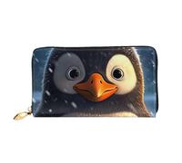 Portafoglio in pelle per donne uomini portafoglio bifold ultra sottile porta carte di credito pinguino nella neve pochette da donna, nero, taglia unica, Nero , Taglia unica