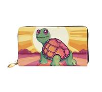 Portafoglio in pelle per donne uomini portafoglio bifold ultra sottile porta carte di credito tartaruga al sole pochette da donna, nero, taglia unica, Nero , Taglia unica