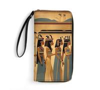 Portafoglio in pelle per lavoro donne nell'antico Egitto Portafoglio da donna grande capacità portafoglio con zip porta telefono pochette borsa da viaggio portafoglio porta carte di credito, stile