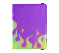 Portafoglio in pelle per passaporto e carte di vaccino, da viaggio, con scomparto per carte di vaccino, per donne e uomini, impermeabile, Fiamma fredda fluorescente viola, 1 size, moderno