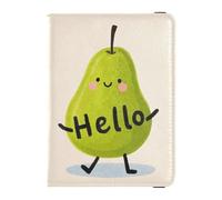 Portafoglio in pelle per passaporto e carte di vaccino, organizer per documenti di viaggio, con blocco RFID, per donne e uomini, impermeabile, Ciao Cartoon carino pera verde, 1 size, moderno