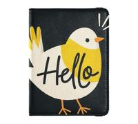 Portafoglio in pelle per passaporto e carte di vaccino, organizer per documenti di viaggio, con blocco RFID, per donne e uomini, impermeabile, Ciao Cartoon carino uccello bianco, 1 size, moderno