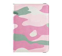 Portafoglio in pelle per passaporto e carte di vaccino, organizer per documenti di viaggio, organizer per passaporto, essenziale da viaggio, impermeabile, Camouflage Verde Menta, 1 size, moderno