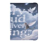 Portafoglio in pelle per passaporto e carte di vaccino, organizer per documenti di viaggio, per donne e uomini, impermeabile, Ogni nuvola ha un gatto animale con rivestimento argentato, 1 size