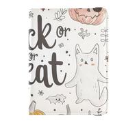 Portafoglio in pelle per passaporto e carte di vaccino, organizer per documenti di viaggio, per donne e uomini, impermeabile, Simpatici disegni di scarabocchiare Trick or Treat Ivory, 1 size, moderno