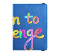 Portafoglio in pelle per passaporto e carte di vaccino, organizer per documenti di viaggio, per donne e uomini, impermeabile, Parola colorata Nato per sfidare, 1 size, moderno