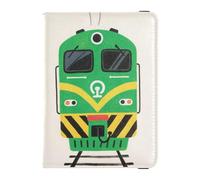 Portafoglio in pelle per passaporto e carte di vaccino, organizer per documenti di viaggio, porta passaporto, con slot per carte di vaccino per viaggi essenziale impermeabile, Illustrazione del treno