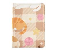 Portafoglio in pelle per passaporto e carte di vaccino, per documenti di viaggio, organizer per passaporto, custodia a portafoglio per uomini e donne, impermeabile, 1-Cute Brown Cartoon Kittens, 1