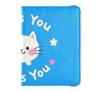 Portafoglio in pelle per passaporto e carte di vaccino, per documenti di viaggio, organizer per passaporto, custodia a portafoglio per uomini e donne, impermeabile, I Miss You Cartoon carino gatto