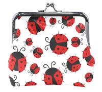 Portafoglio in pelle personalizzata da donna, coccinelle luccicanti, fibbia bianca con chiusura bacio per ragazze, coccinelle scintillanti bianche, UNITALLA Classic, coccinelle scintillanti bianche