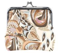 Portafoglio in pelle personalizzato per le donne, bel portafoglio tribale Ikat caffè con fibbia di cambio, Tribal Ikat Brown UnITALLA Classic Tribal Ikat Brown UNITALLA Classic, Tribale Ikat Brown