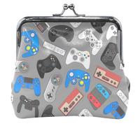 Portafoglio in pelle personalizzato per le donne e le ragazze, driver di gioco fresco, portafoglio di cambio di blocco del bacio grigio per monete, Cool Game Controllers Grey, UNITALLA Classic, Cool