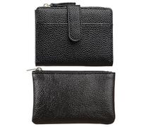 Portafoglio In Pelle Pu 2 Pezzi, Portafoglio Minimalista Classico, Borse Per Carte Portatili, Forniture Di Viaggio, Cartone Da Donna (Nero).