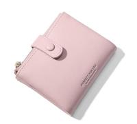 Portafoglio in pelle PU Compatible with donna, piccolo, con 2 tasche con cerniera, porta carte, portamonete con cerniera, portafoglio da donna con finestra Compatible with documento d'identità(Roze)