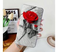 Portafoglio in pelle PU con motivo a rose rosse, custodia flip per telefono con slot per schede e chiusura magnetica, adatto per smartphone di vari marchi e modelli Galaxy S20,Galaxy S20 Ultra,iPhone