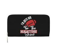 Portafoglio in pelle PU con scritta "Sono qui solo per lo spettacolo dell'intervallo", per donne e uomini, portafoglio con carte di credito, pochette lunga con cerniera