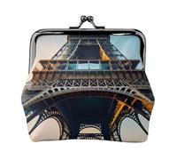 Portafoglio in pelle PU con stampa con immagine Torre Eiffel di Parigi, mini custodia per rossetto, chiave per cambiare le chiavi