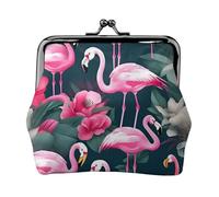 Portafoglio in pelle PU con stampa floreale con fenicottero stampato in microfibra con chiusura a bacio mini sacchetto per rossetto Key Change Organizzazione