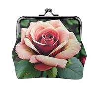 Portafoglio in pelle PU con stampa floreale rosa rustica in microfibra con chiusura a bacio mini sacchetto per il cambio chiave del rossetto organizzazione