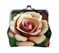Portafoglio in pelle PU con stampa floreale rosa rustico in microfibra con chiusura a bacio mini sacchetto per rossetto chiave cambiamento organizzazione