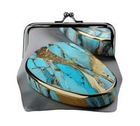 Portafoglio in pelle PU con stampa marmo turchese in microfibra mini custodia per rossetto chiave cambiamento organizzazione