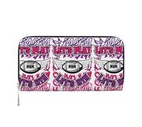 Portafoglio in pelle PU per donna e uomo, con scritta "Football Mom Let's Play Mom Let's Win", con pochette lunga e cerniera.