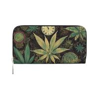 Portafoglio in pelle sintetica per donne e ragazze, porta carte di credito con zip intorno al porta carte di credito un soffio nel tempo Weed Marijuana portafoglio lungo pochette borsa da viaggio