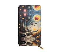 Portafoglio in pelle stampata Planet Ground, 19,1 x 10,4 cm, porta carte di credito, portafoglio portatile per contanti da viaggio