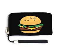 Portafoglio in pelle stile cartone animato hamburger moda borsa lunga con cinturino da polso per uomo donna, Stile:, 20.0*10.5cm