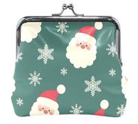 Portafoglio in pelle verde Babbo Natale da donna, bella chiusura a bacio con fibbia per cambio di carte per monete, Natale Santa Verde, UNITALLA Classic, Natale Santa Verde, UNITALLA Classic, Natale
