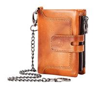 Portafoglio In Pelle Vintage Con Catena - Portafoglio Con Carta Di Credito Antifurto, Portafoglio Di Chiusura Con Cerniera | Slot A Più Carte Portafoglio Incolumi, Portafoglio Bifold Classico, Borsa P